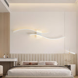 Modern White Bedroom LED Wave Wall Sconce Light Image - 6