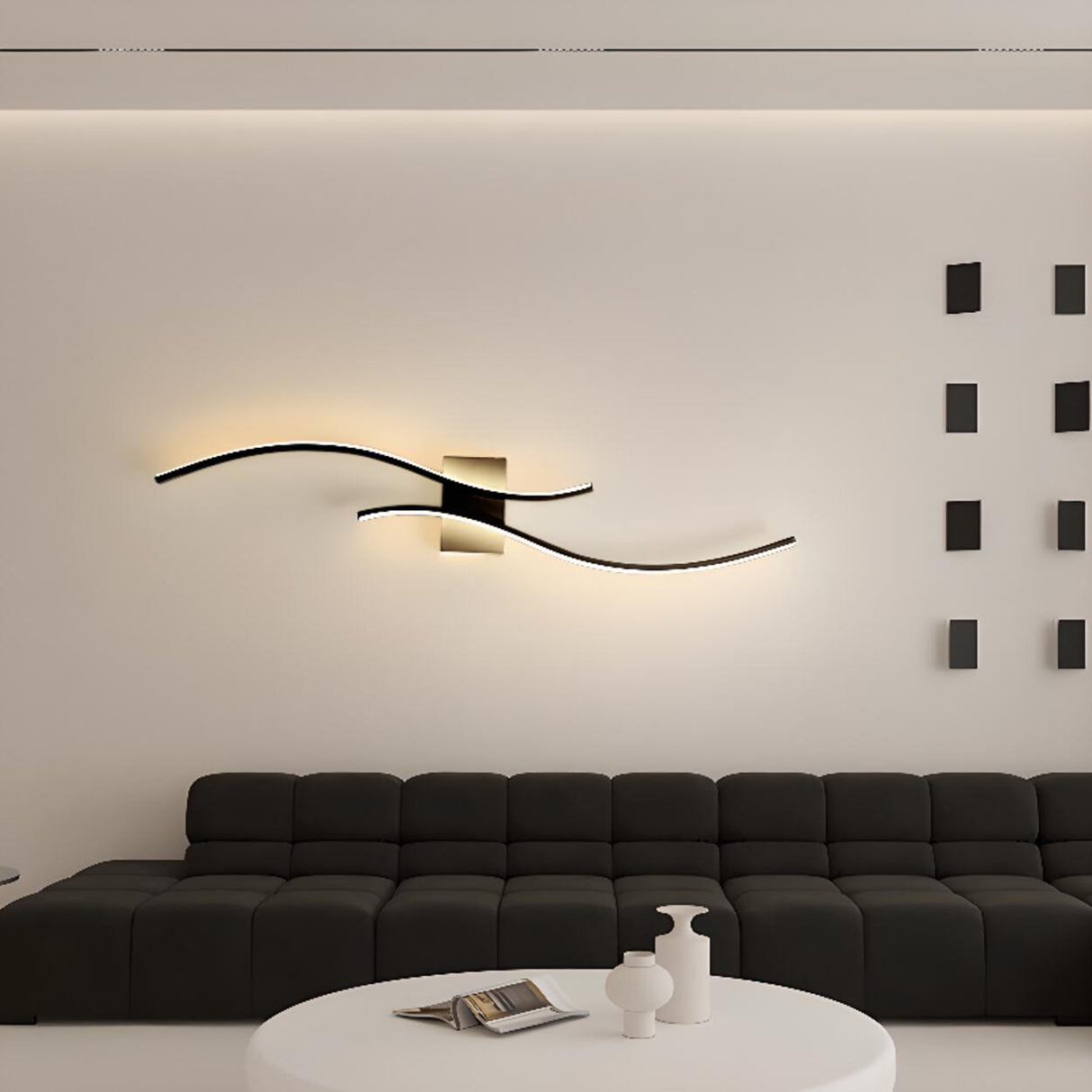 Modern White Bedroom LED Wave Wall Sconce Light Image - 8