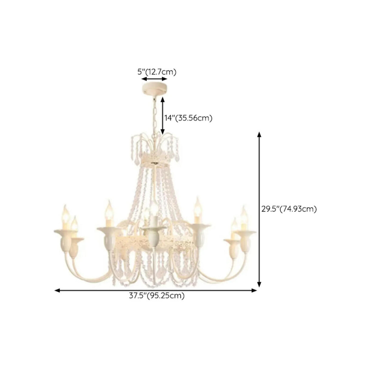 Modern White Candelabra Crystal Beaded Chandelier Image - 15