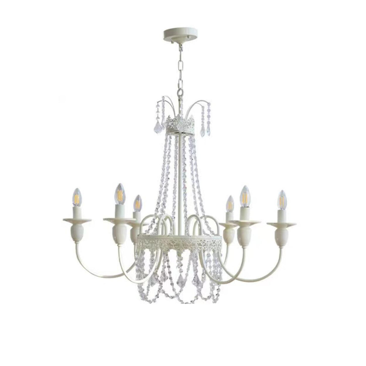 Modern White Candelabra Crystal Beaded Chandelier Image - 5