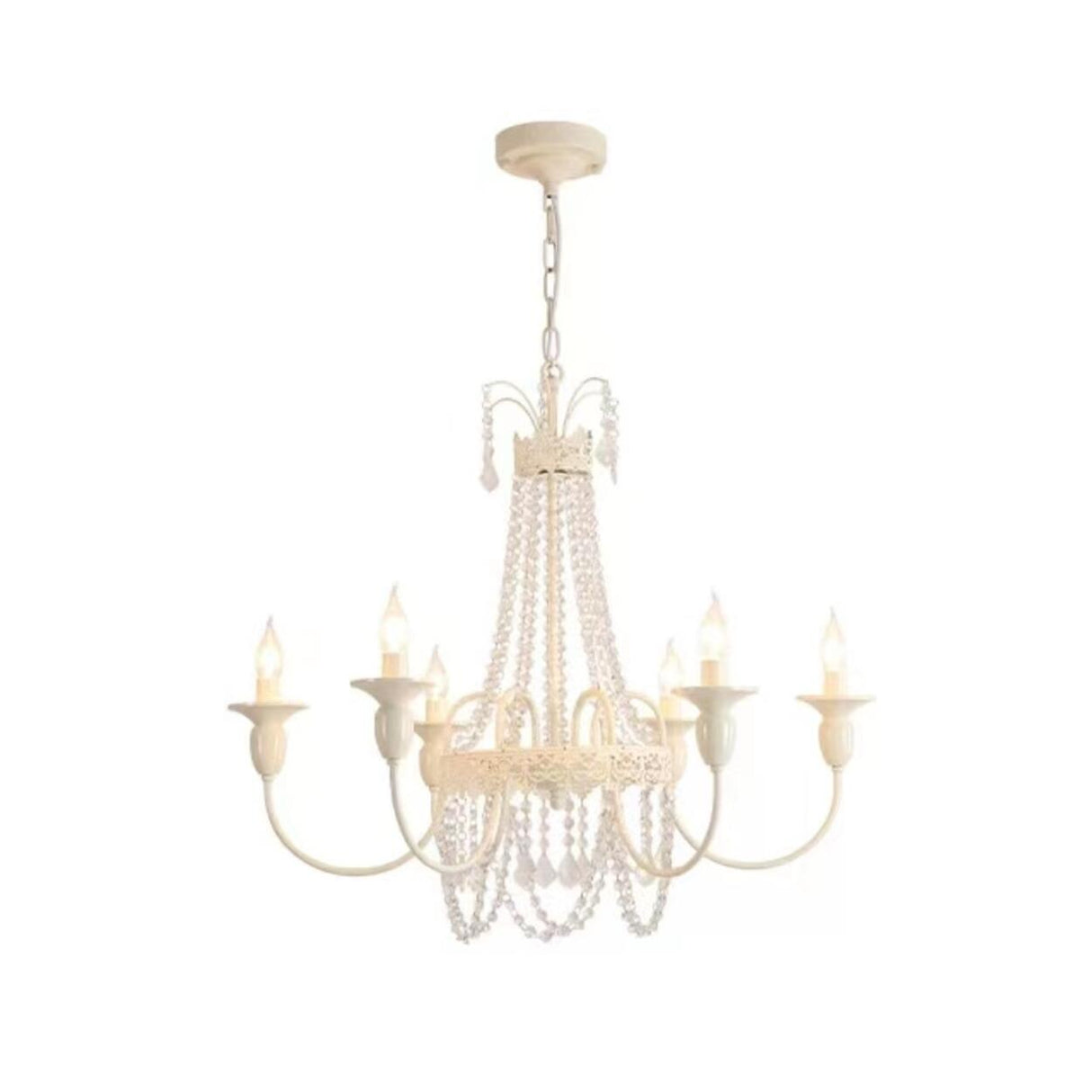 Modern White Candelabra Crystal Beaded Chandelier Image - 7