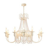 Modern White Candelabra Crystal Beaded Chandelier Image - 9