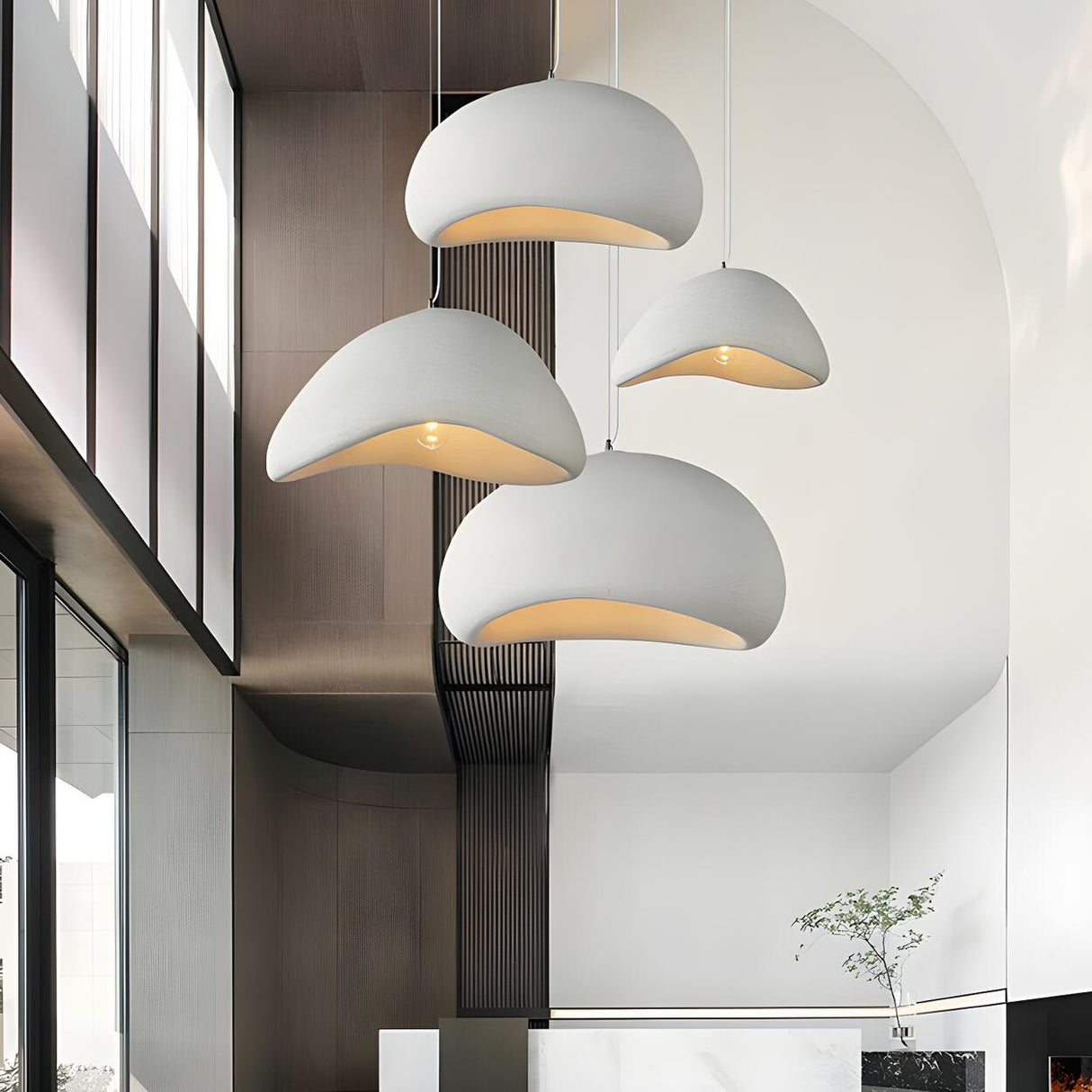 Modern White Ceramic Bowl Living Room Pendant Light Image - 1