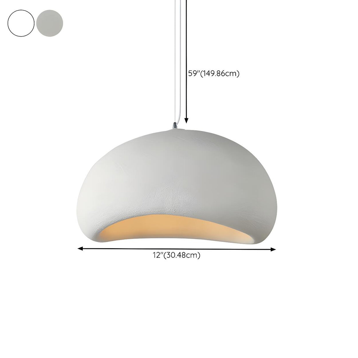 Modern White Ceramic Bowl Living Room Pendant Light 