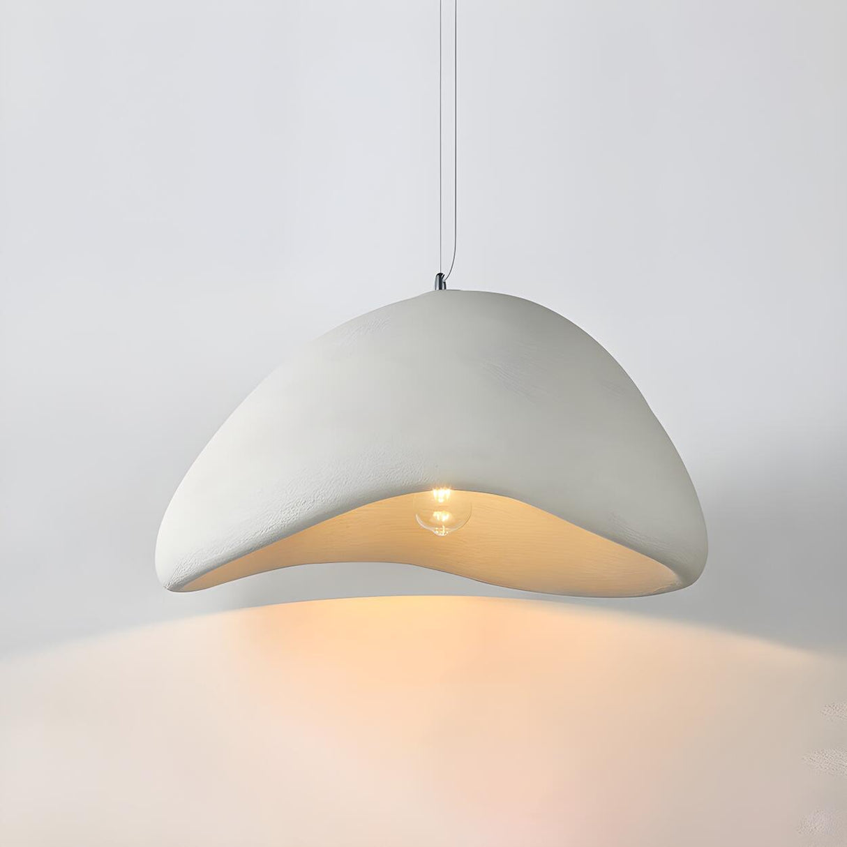 Modern White Ceramic Bowl Living Room Pendant Light Image - 9