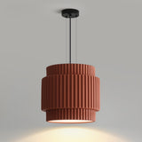 Modern White Ceramic Ribbed Resin Pendant Light Image - 10