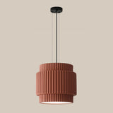 Modern White Ceramic Ribbed Resin Pendant Light Image - 14