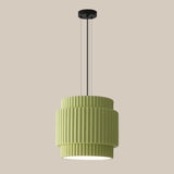 Modern White Ceramic Ribbed Resin Pendant Light Image - 15