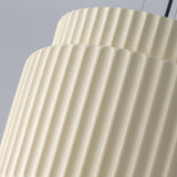 Modern White Ceramic Ribbed Resin Pendant Light Image - 17