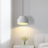 Modern White Ceramic Ribbed Resin Pendant Light Image - 4