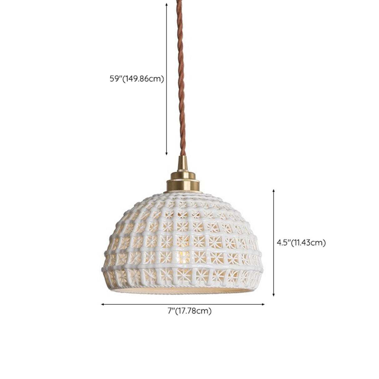 Modern White Ceramics Dome Minimalist Pendant Light 