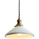 Modern White Ceramics Pendant Lamp Adjustable Height Image - 2