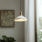 Modern White Ceramics Pendant Lamp Adjustable Height Image - 4