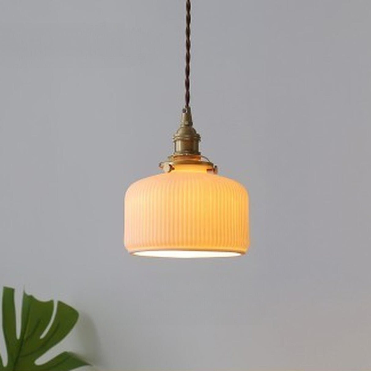 Modern White Ceramics Pendant Lamp Adjustable Height Image - 5