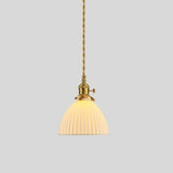 Modern White Ceramics Pendant Lamp Adjustable Height Image - 7