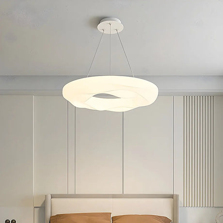 Modern White Chandeliers Round Acrylic Pendant Light Bedroom Image - 1