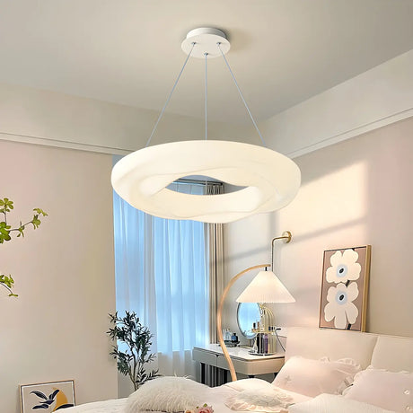 Modern White Chandeliers Round Acrylic Pendant Light Bedroom Image - 2