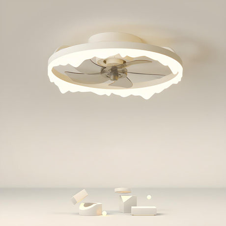 Modern White Circle 5-Blade Ceiling Fan Light Image - 1