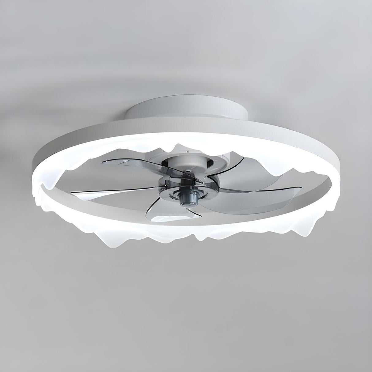 Modern White Circle 5-Blade Ceiling Fan Light Image - 10