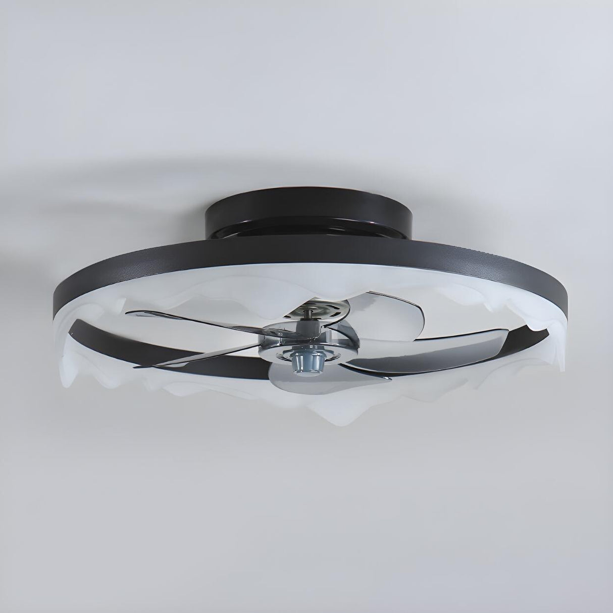 Modern White Circle 5-Blade Ceiling Fan Light Image - 11