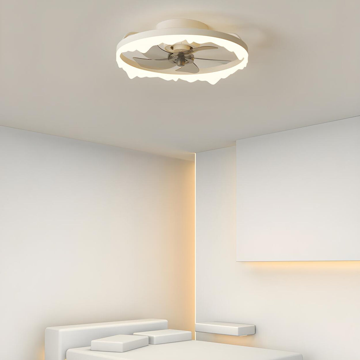 Modern White Circle 5-Blade Ceiling Fan Light Image - 16