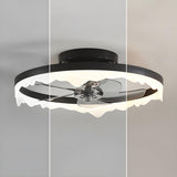 Modern White Circle 5-Blade Ceiling Fan Light Image - 2