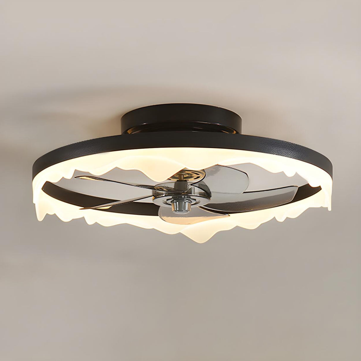 Modern White Circle 5-Blade Ceiling Fan Light Image - 4