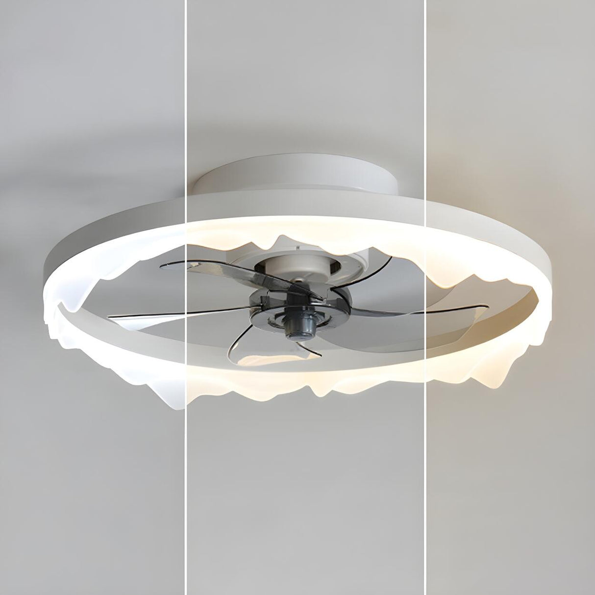 Modern White Circle 5-Blade Ceiling Fan Light Image - 6