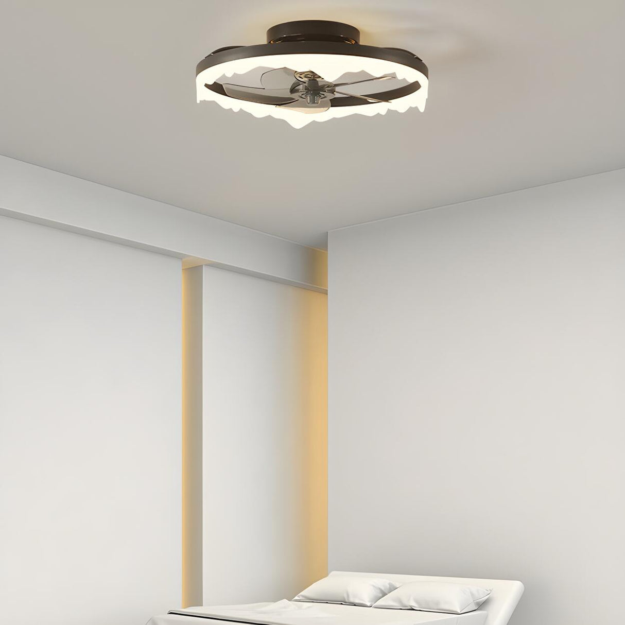 Modern White Circle 5-Blade Ceiling Fan Light Image - 8