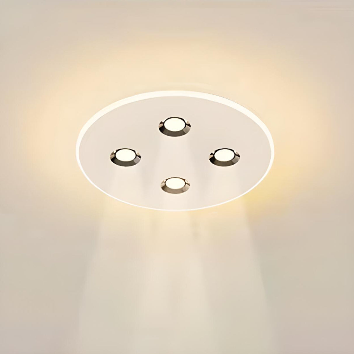 Modern White Circle LED Flush Mount Light Bedroom Image - 6