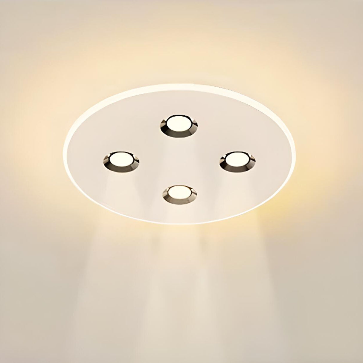 Modern White Circle LED Flush Mount Light Bedroom Image - 7