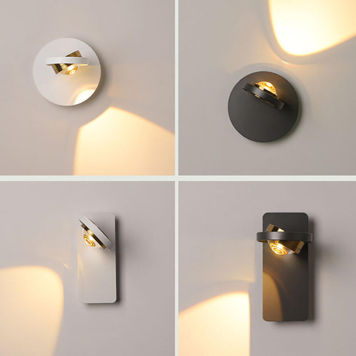 Modern White Circular Rotating Reading Wall Sconce Image - 12