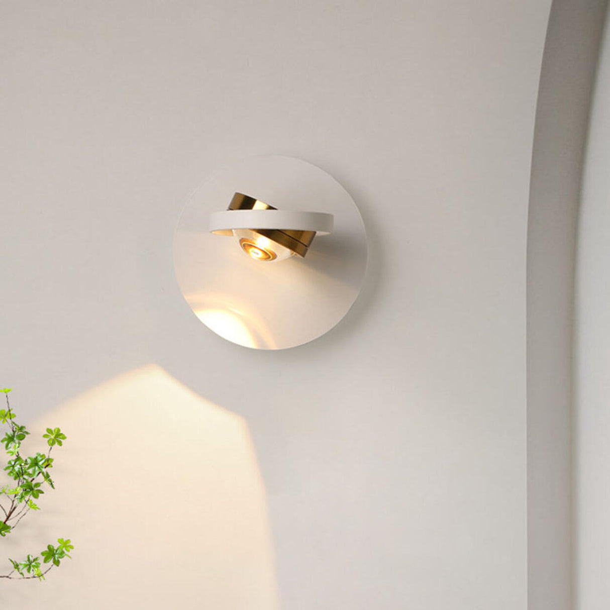 Modern White Circular Rotating Reading Wall Sconce Image - 2