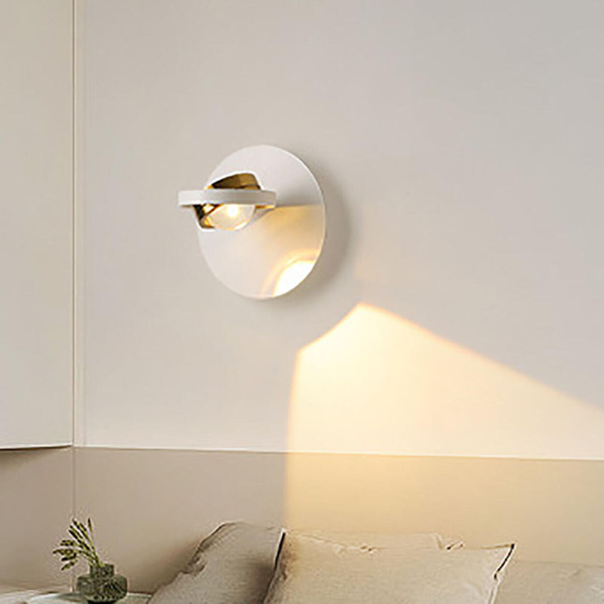 Modern White Circular Rotating Reading Wall Sconce Image - 23