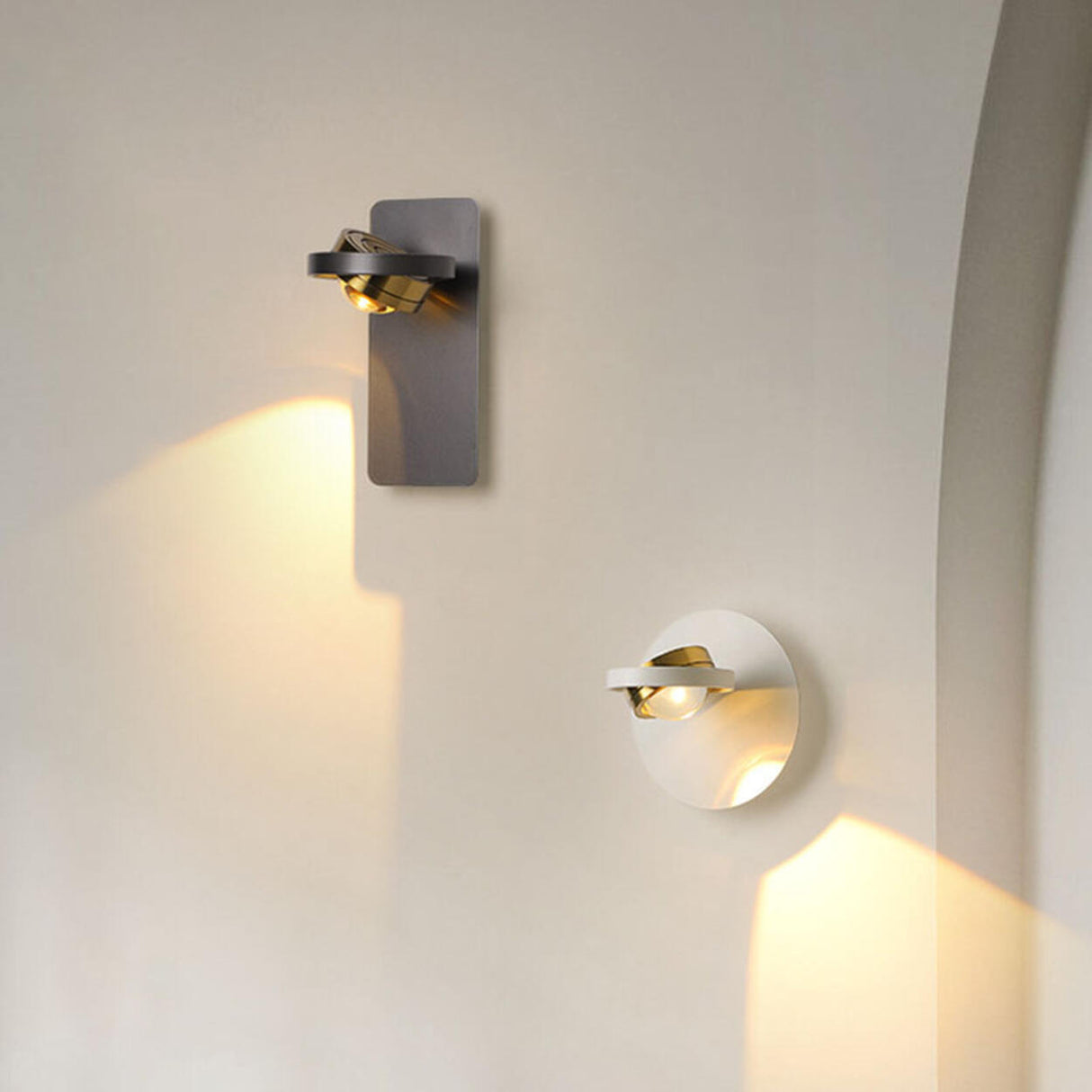 Modern White Circular Rotating Reading Wall Sconce Image - 4