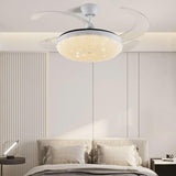 Modern White Clear Blade Round Ceiling Fan with Light Image - 1