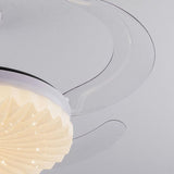 Modern White Clear Blade Round Ceiling Fan with Light Image - 10