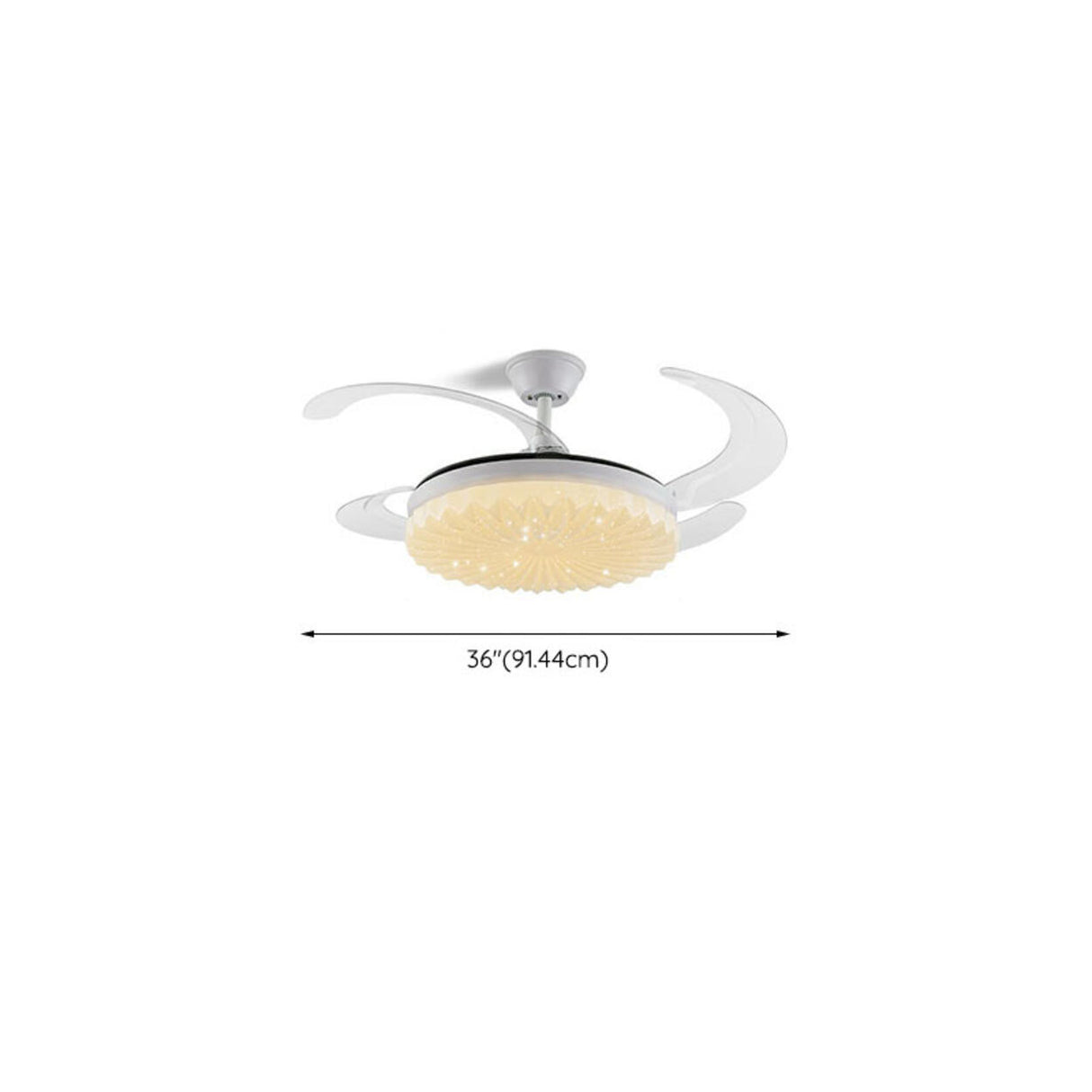 Modern White Clear Blade Round Ceiling Fan with Light Image - 13