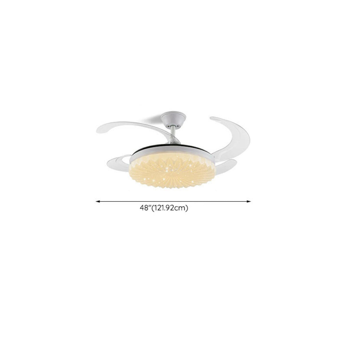 Modern White Clear Blade Round Ceiling Fan with Light Image - 15