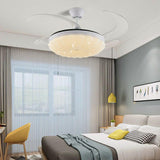 Modern White Clear Blade Round Ceiling Fan with Light Image - 4