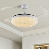 Modern White Clear Blade Round Ceiling Fan with Light Image - 5