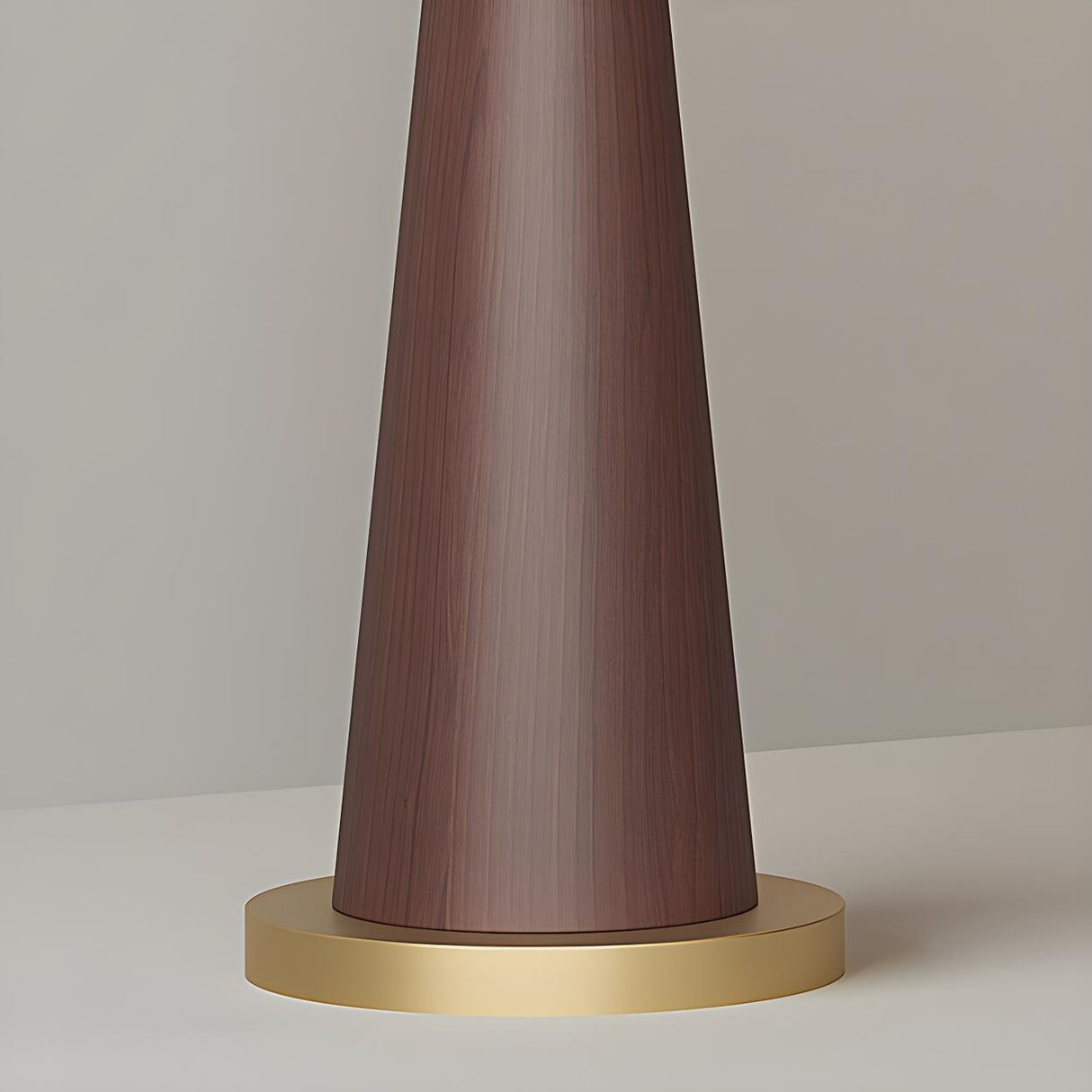 Modern White Cone and Walnut Metal LED Floor Lamp Image - 10