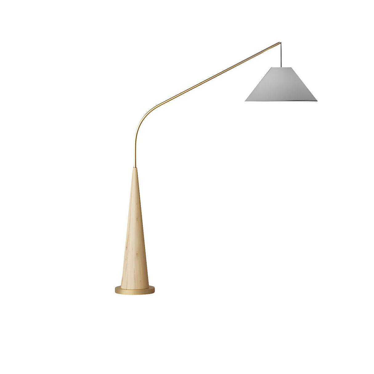 Modern White Cone and Walnut Metal LED Floor Lamp Image - 7