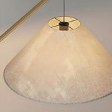 Modern White Cone and Walnut Metal LED Floor Lamp Image - 8