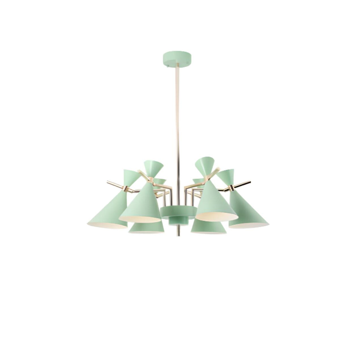 Modern White Cone Metal Chandelier Adjustable Height Image - 15