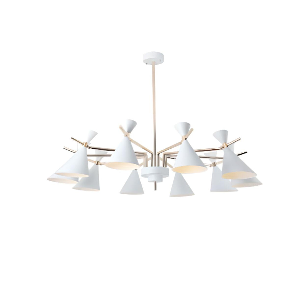 Modern White Cone Metal Chandelier Adjustable Height Image - 22