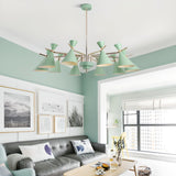 Modern White Cone Metal Chandelier Adjustable Height Image - 3