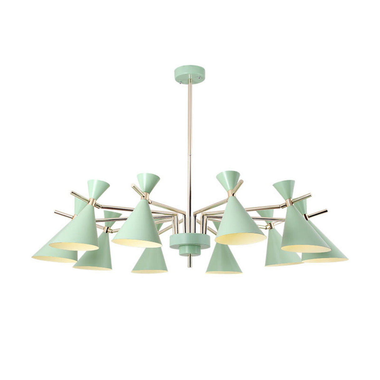 Modern White Cone Metal Chandelier Adjustable Height Image - 5