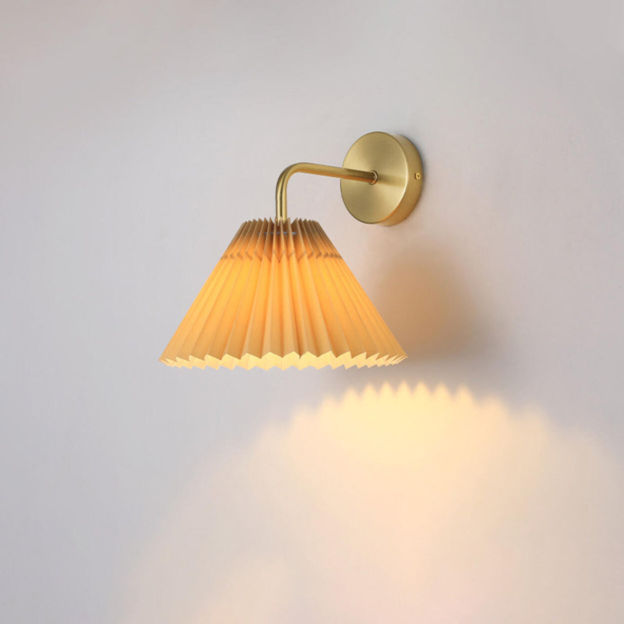 Modern White Cone Pleated Fabric Shade Wall Sconce Image - 13