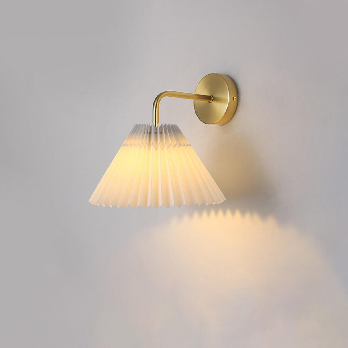 Modern White Cone Pleated Fabric Shade Wall Sconce Image - 15